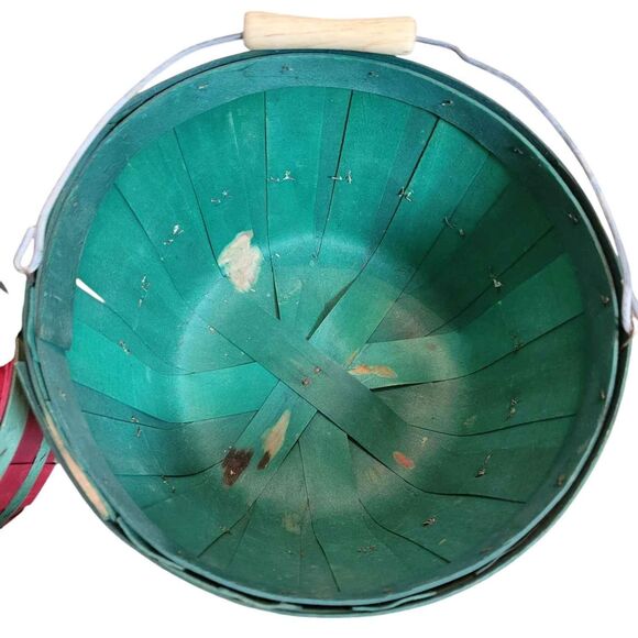 2 Vintage Split Wood Baskets Red and Green Christmas Strawberry - Picture 2 of 6